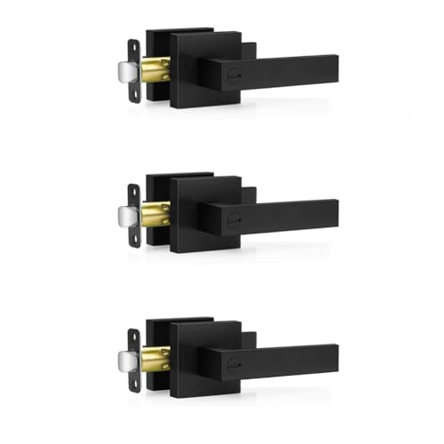 Uikdjgu 3er-Pack Mattschwarze Türgriffe, Schlüssellose Innentürknäufe, Türdrücker-Schlosssets für Privatsphäre für Schlafzimmer und Badezimmer von Uikdjgu