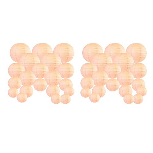 Uikdjgu 40 Stück 6-12 Pfirsich Papier Laterne Chinesisch Sortierte Größen Runde Lampion Für Hochzeits Feier Außen Indoor Hängendes von Uikdjgu