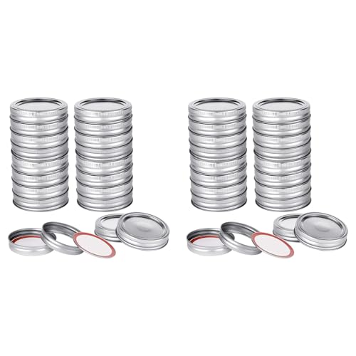 Uikdjgu 40-Teiliges Einmachglas Deckel und Ring Set für die Einmachgläser mit Normalem Mund, Geteilte und Auslaufsichere Deckel für Ball Kerr Gläser (70 mm) von Uikdjgu