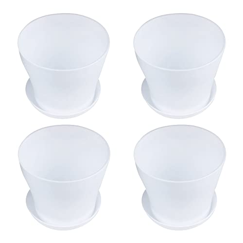 Uikdjgu 4X Plastic Blumentopf Pflanzgefäß mit Untertassenablage Rund Hochglanz Home Garden Decor, Oberkaliber -, 14cm von Uikdjgu