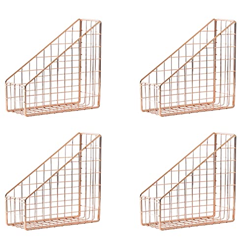 Uikdjgu 4X Rose Gold Galvanisiertes Buch Halter Schreibtisch Regal Akten Zeit Schriften Buch Stand von Uikdjgu