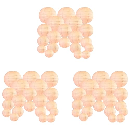 Uikdjgu 60 Stück 6-12 Pfirsich Papier Laterne Chinesisch Sortierte Größen Runde Lampion für Hochzeits Feier Außen Indoor Hängendes von Uikdjgu