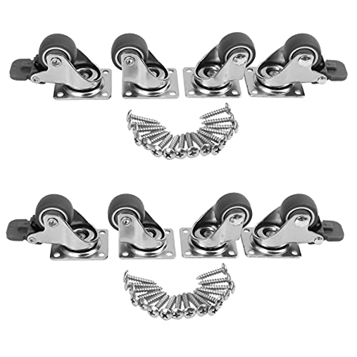 Uikdjgu 8 Pack 1 Low Profile Rollen Soft Rubber Lenkrolle (4 mit Bremsen und 4 Ohne) von Uikdjgu