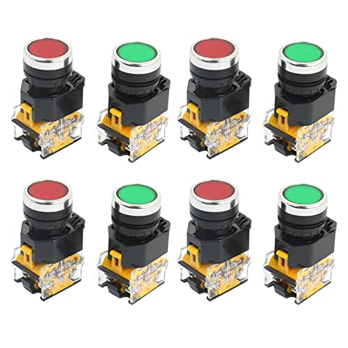 Uikdjgu 8Pcs 22mm Mount 10A 380V DPST Rot Grün Momentary Push Button Switch von Uikdjgu