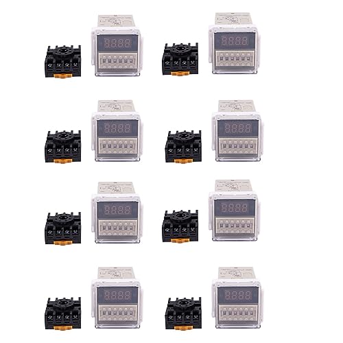 Uikdjgu 8X AC 220V 5A Programmierbares Zeitrelais für Doppelte Zeitverzögerung Werkzeug DH48S-S von Uikdjgu