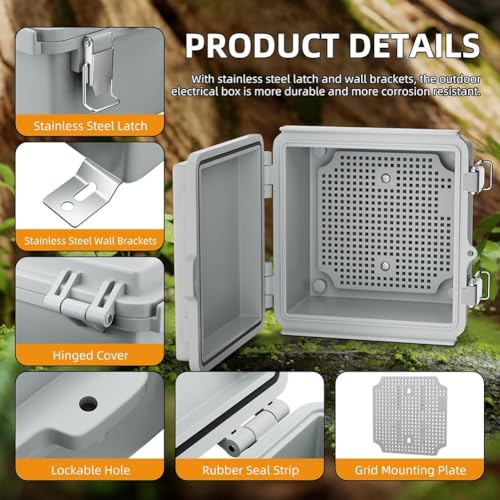 Uikdjgu Außenverteilerkasten IP67 Wasserdichter Verteilerkasten für Den Außenbereich Scharnier-Stromkasten für Den Außenbereich Wasserdichter Anschlusskasten für Den Außenbereich von Uikdjgu