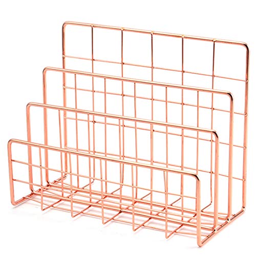 Uikdjgu BüCherregal BüRo Desktop RoséGold Metall Buchblock BüCherregal mit Dreischichtigem Desktop Magazin von Uikdjgu