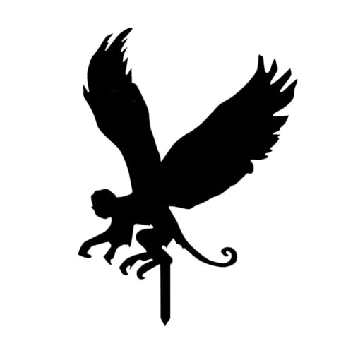 Uikdjgu Fliegender AFFE, Metall-Gartenstecker, Fliegender AFFE, Schwarze Silhouette, Gartenstecker, Schild, Dekoration für, Rasen, Terrasse von Uikdjgu