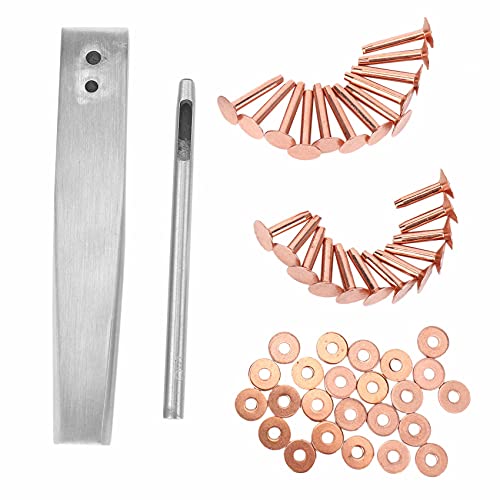 Uikdjgu Roter Kupfer Niet und Grat mit Gratsetzer Kupfer Niet Befestigung Installieren Sie das Einstell Werkzeug und Den Locher von Uikdjgu