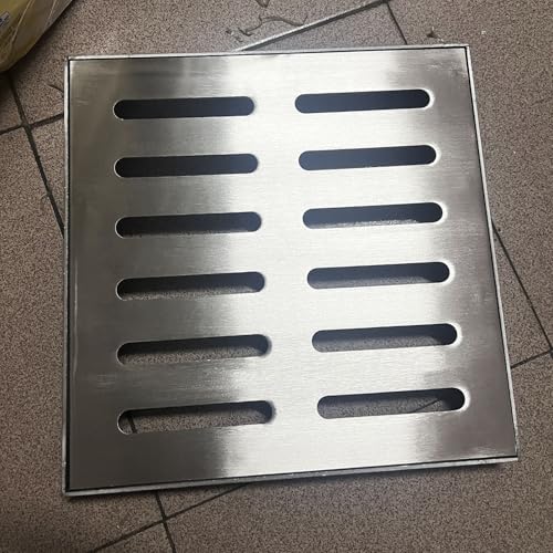 Quadratische Abflussgitterabdeckung aus Metall für 3-12 Zoll Innen- und Außenentwässerung, langlebiger Bodenablauf mit Rahmen für Garage, Garten, Gehweg, Terrasse, Deck von UioQrintan