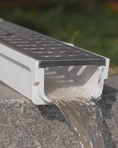 UioQrintan Einfahrtsrinnenablauf mit Edelstahlgitter, 100 cm Länge, Grabenentwässerungssystem, Innen- und Außenentwässerungskanal für Garagenböden von UioQrintan