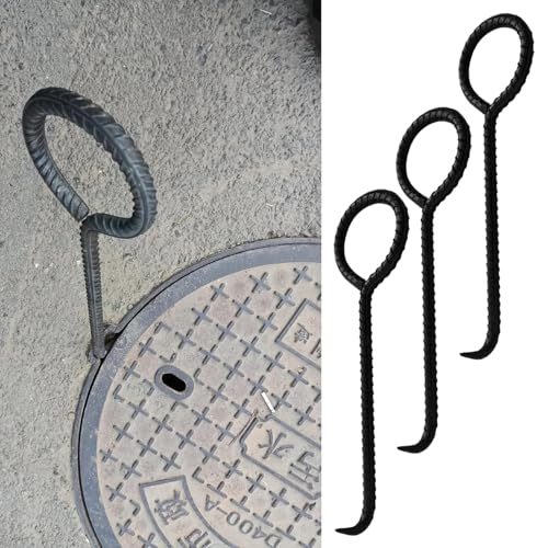 UioQrintan Schacht-Hebeschlüssel, robuste Universal-Zughaken aus Metall für Abflusssieb und Brunnendeckel, Inline-Griff, 1er-, 2er-, 3er-Pack UioQrintan Schacht-Hebeschlüssel, robuste Universal-Zughaken aus Metall für Abflusssieb und Brunnendeckel, Inline-Griff, 1er-, 2er-, 3er-Pack von UioQrintan