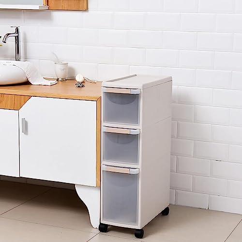 UioQrintan Stapelbare Aufbewahrungsschubladen, hoher, schmaler Turm-Organizer, transparente Schubladen, Räder, platzsparender Schrank, leicht zugängliche Heimorganisation von UioQrintan