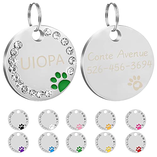 Uiopa 2 Stück Hundemarke mit Gravur, Adressanhänger Hund Hundemarke Personalisiert Haustier ID Tag mit Schlüsselringe, Hundeanhänger mit Gravur für Kleine und Mittelgroße Hunde/Katzen (Grün) von Uiopa