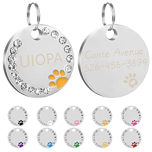 Uiopa 2 Stück Hundemarke mit Gravur, Adressanhänger Hund Hundemarke Personalisiert Haustier ID Tag mit Schlüsselringe, Hundeanhänger mit Gravur für Kleine und Mittelgroße Hunde/Katzen (Orange) von Uiopa