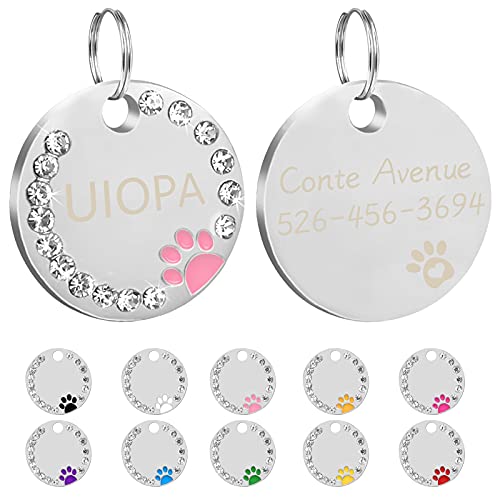 Uiopa 2 Stück Hundemarke mit Gravur, Adressanhänger Hund Hundemarke Personalisiert Haustier ID Tag mit Schlüsselringe, Hundeanhänger mit Gravur für Kleine und Mittelgroße Hunde/Katzen (Rose) von Uiopa