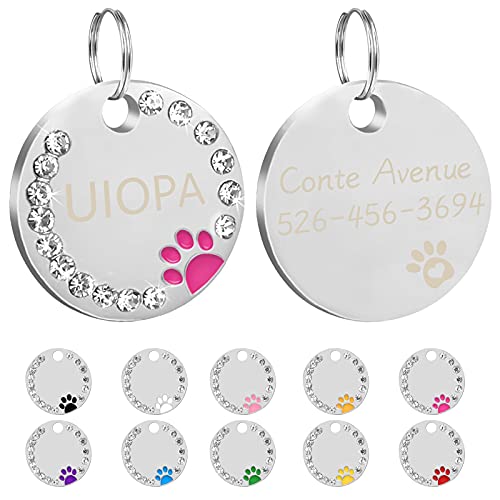 Uiopa 2 Stück Hundemarke mit Gravur, Adressanhänger Hund Hundemarke Personalisiert Haustier ID Tag mit Schlüsselringe, Hundeanhänger mit Gravur für Kleine und Mittelgroße Hunde/Katzen (Rose rot) von Uiopa