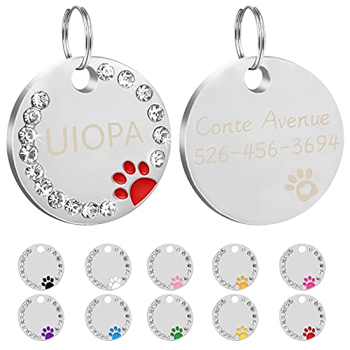 Uiopa 2 Stück Hundemarke mit Gravur, Adressanhänger Hund Hundemarke Personalisiert Haustier ID Tag mit Schlüsselringe, Hundeanhänger mit Gravur für Kleine und Mittelgroße Hunde/Katzen (Rot) von Uiopa