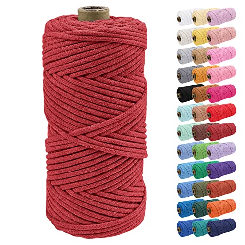 Uiopa Baumwollkordel, Makramee Garn 4mm 100m Natur Baumwollseil, Baumwollgarn Geflochtene Macrame Cord Ideal für Häkeltaschen, Pflanzenhängern, Traumfänger, Wandbehang, DIY Handwerk von Uiopa