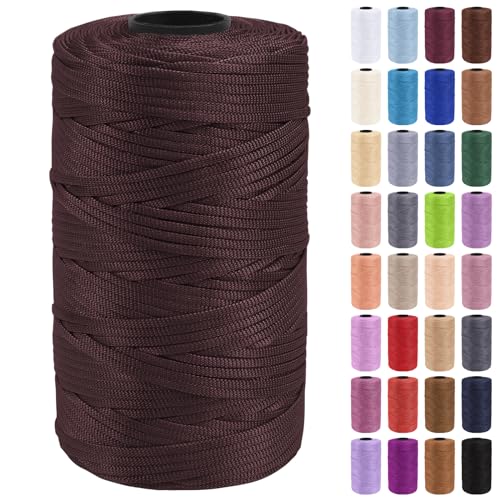 Uiopa Makramee Garn 3mm x 200m Polypropylen Flache Macrame Cord Makramee Band Makramee Schnur Farbig für Häkeln, Stricken, Dekoration, DIY Handwerk von Uiopa