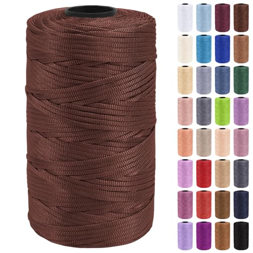 Uiopa Makramee Garn 3mm x 200m Polypropylen Flache Macrame Cord Makramee Band Makramee Schnur Farbig für Häkeln, Stricken, Dekoration, DIY Handwerk von Uiopa