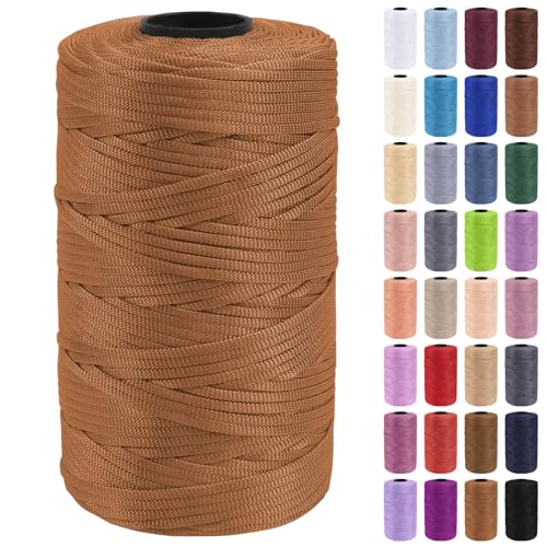 Uiopa Makramee Garn 3mm x 200m Polypropylen Flache Macrame Cord Makramee Band Makramee Schnur Farbig für Häkeln, Stricken, Dekoration, DIY Handwerk von Uiopa