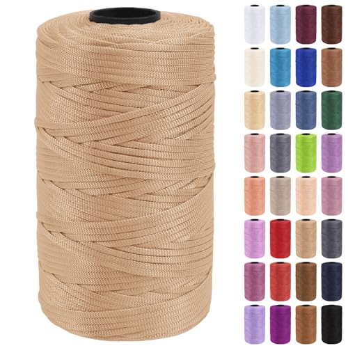 Uiopa Makramee Garn 3mm x 200m Polypropylen Flache Macrame Cord Makramee Band Makramee Schnur Farbig für Häkeln, Stricken, Dekoration, DIY Handwerk von Uiopa