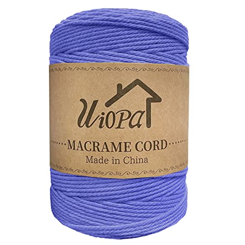 Uiopa Makramee Garn 3mm x 300m Haze Blue Baumwollgarn Natürliches Makramee-garn DIY Macrame Cord Dicke Kordel Seil Makramee Zubehör für Makramee Wandbehang, Vorhang, Hängepflanze, Wanddekoration von Uiopa