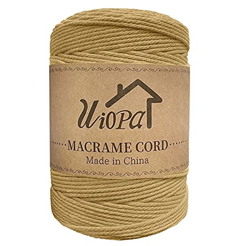 Uiopa Makramee Garn 3mm x 300m Kaffee Baumwollgarn Natürliches Makramee-garn DIY Macrame Cord Dicke Kordel Seil Makramee Zubehör für Makramee Wandbehang, Vorhang, Hängepflanze, Wanddekoration von Uiopa