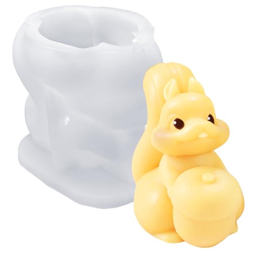 3D Eichhörnchen Silikonform für Tierkerzen, handgefertigte Epoxidharzform, Gipsform, Kerzenform von Uitndvyte