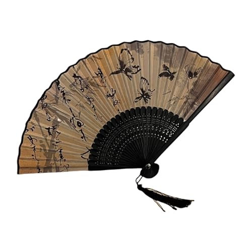 Faltbarer Holzventilator mit komfortablem Griff und chinesischer Malerei, Landschaftsdruck für Kühlung und Heimdekoration, chinesischer Kalligraphie-Fächer von Uitndvyte