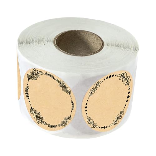 Selbstklebende braune Etiketten mit Kranz-Designs zum Schreiben von Einmachgläsern und Scrapbooking-Projekten, runde Aufkleber-Etiketten, Kraft-Aufkleber, 500 Stück von Uitndvyte