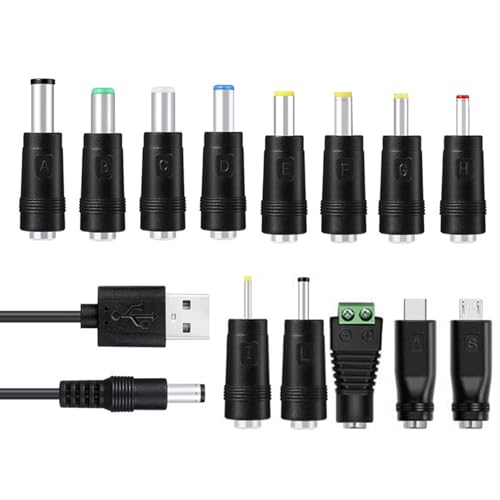 Uitndvyte 5 V USB DC5521 Ladekabel Mit 13 Austauschbaren Tipps Für Die Einfache Geräteverbindung Und Lelken des Netzteils Uitndvyte 5 V USB DC5521 Ladekabel Mit 13 Austauschbaren Tipps Für Die Einfache Geräteverbindung Und Lelken des Netzteils von Uitndvyte