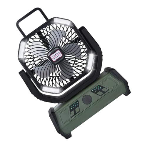Uitndvyte Campingventilator mit hoher Kapazität, LED-Licht, mehrere Windgeschwindigkeiten, Textur, geeignet für Zuhause oder im Freien von Uitndvyte