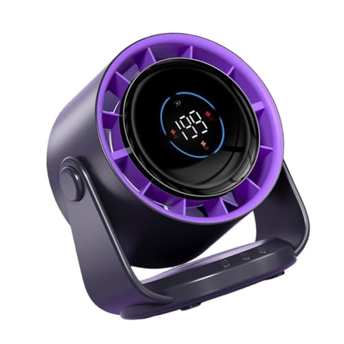 Uitndvyte Multifunktionaler Kühlventilator, leistungsstarker digitaler Display-Ventilator, 4000 mAh, ABS-Textur, für Reisen, Büro und Innenbereich von Uitndvyte
