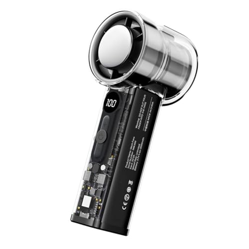 Uitndvyte USB-wiederaufladbarer digitaler Display-Ventilator mit leistungsstarkem Motorkühler, tragbarer Handventilator für Reisen und Veranstaltungen im Freien von Uitndvyte