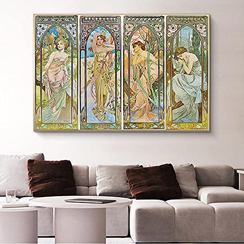 Diy Malen Nach Zahlen Kits Für Erwachsene Alphonse Mucha Die Tageszeiten Paintworks Malen Nach Zahlen Kits Auf Leinwand von Uiujiij