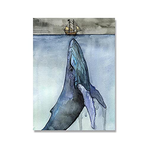 Malen Nach Zahlen Malerei Für Erwachsene Blauwal Großes Meer Segelboot Leinwand Art Kit Diy Ölgemälde Für Anfänger 40 * 50Cm von Uiujiij