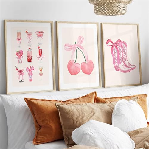 3er Poster Set Aesthetic Bilder Wohnzimmer Deko Schlafzimmer Wandbilder Moderne Rosa Kunst Bild ohne Rahmen Kunstdruck Leinwandbild (30×40 cm,A) von Uixxducc
