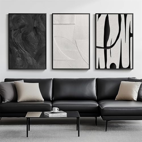 3er Poster Set Moderne Luxus Abstrakt Kunst Wandbilder Schwarz Beige Leinwand Bilder ohne Rahmen Kunstdruck Bild Wanddeko für Wohnzimmer Schlafzimmer (21×30 cm) von Uixxducc