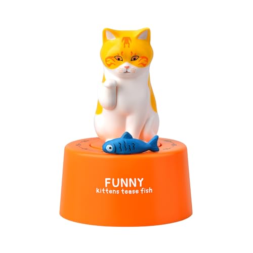 Küchentimer Katzen, Mechanischer Timer, Küchentimer 60 Minuten Countdown Timer Wecker, Eieruhr Lustig Cartoon Tier Kurzzeitwecker für Küche Zuhause Büro Schule Klassenzimmer (Orange-Katze) von Uixxducc