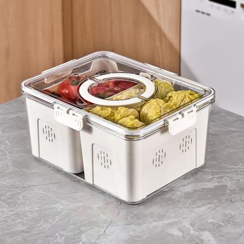SnackBox mit Fächern PET Eingedickt Tragbar Snackschale mit Deckel und Griff Perfekt für Picknicks, Aufbewahrbar für Obst, SüßIgkeiten, Nüsse und Snacks (J) von Uixxducc