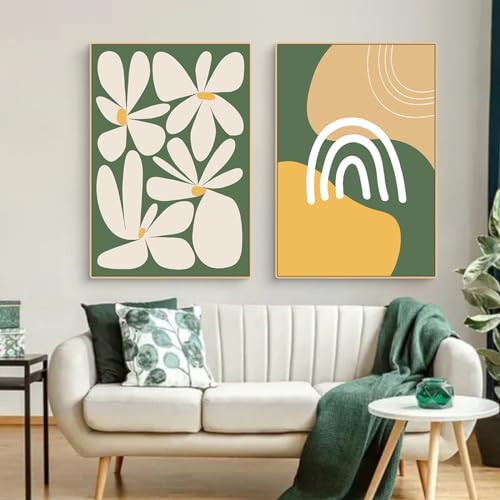 Uixxducc 2er Set Poster Set, Moderne Abstrakt Kunst Wandbilder, Abstrakt Pflanzen Blumen Bilder Set, Wanddeko für Wohnzimmer Schlafzimmer, Ohne Rahmen (CD,40x50cm) von Uixxducc