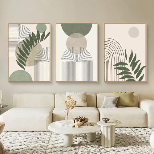 Uixxducc 3-teiliges Boho Bilder Set Moderne Grüne Pflanze Poster Aesthetic Wandbilder Wohnzimmer Schlafzimmer Deko, Ohne Rahmen (30x40cm) von Uixxducc