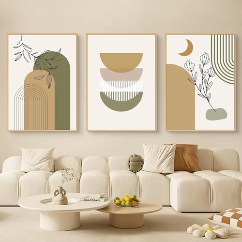 Uixxducc 3-teiliges Premium Poster Set Ästhetik Botanisches Poster, Bohemian Abstract Geometric Poster Wall Art, Boho Poster Set,ohne Rahmen (A,40x50cm) von Uixxducc