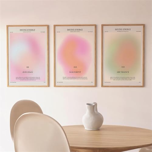 Uixxducc 3er Bunte Farbverlauf Aura Poster Set, Aura Poster Set Bilder, Wandkunst Leinwand Inspirierende Zitate Wandgemälde für Schlafzimmer, Büro (21x30cm) von Uixxducc