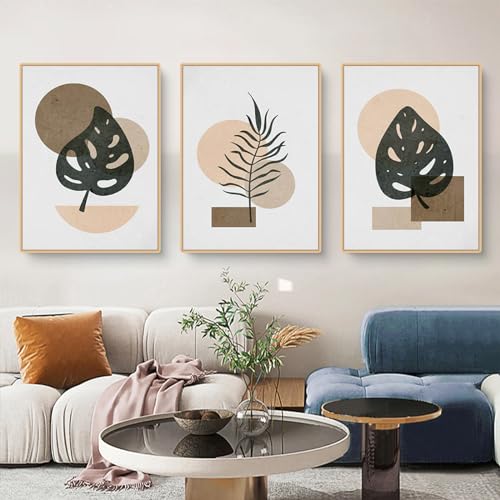 Uixxducc 3er Poster Set Grüne Blätter Bilder Moderne Wandbilder, Wohnzimmer Schlafzimmer Deko, ohne Rahmen (21x30cm) von Uixxducc