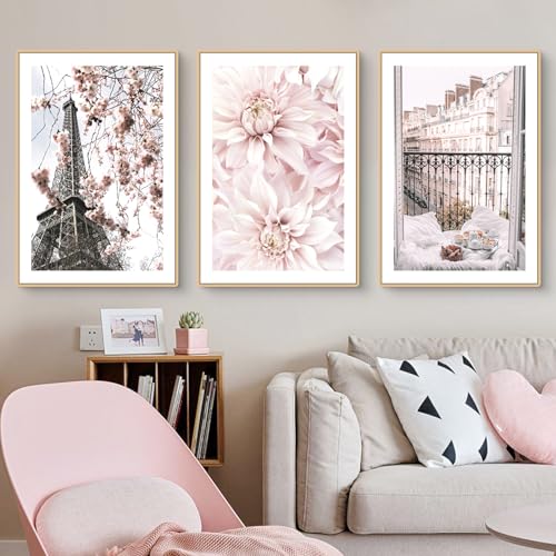 Uixxducc 3er Poster Set Wandbilder, Moderne Bilder Schwarz-Weiß Pariser Landschafts Eiffelturm Poster & Kunstdrucke, Wanddekoration Wohnzimmer & Schlafzimmer, Ohne Bilderrahmen (DEF,21x30cm) von Uixxducc