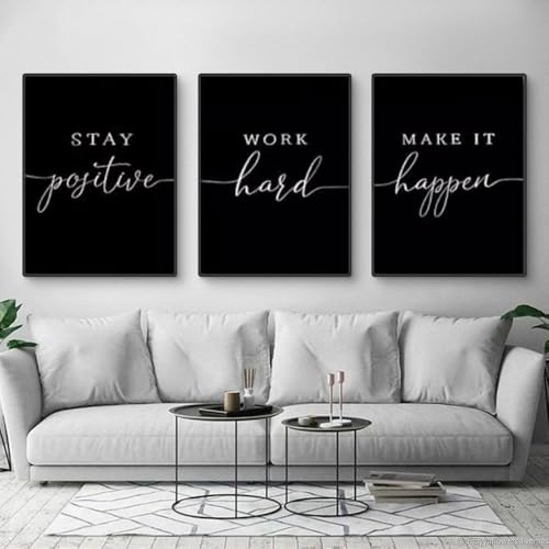Uixxducc 3er Schwarz Weiß Poster Set Minimalist Inspirational Bilder Set Moderne Leinwand Wandbilder Wohnzimmer Schlafzimmer Wanddeko ohne Rahmen (30x40cm) von Uixxducc