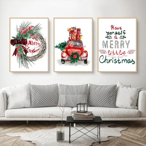 Uixxducc 3er Weihnachten Poster Set Moderne Winter Schneelandschaft Wandbilder Bilder, Weihnachten Bilder Set für Wohnzimmer Schlafzimmer Weihnachten Deko, Ohne Rahmen (A,21x30cm) von Uixxducc